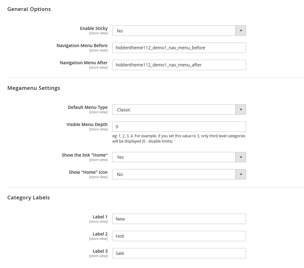 Decent - Menu Configuration
