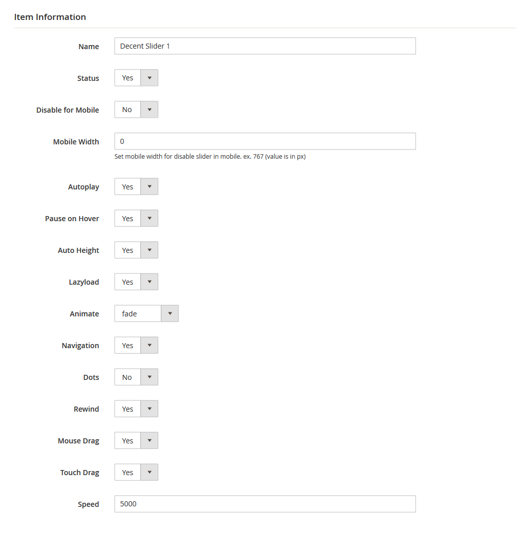 Decent - Edit Slider