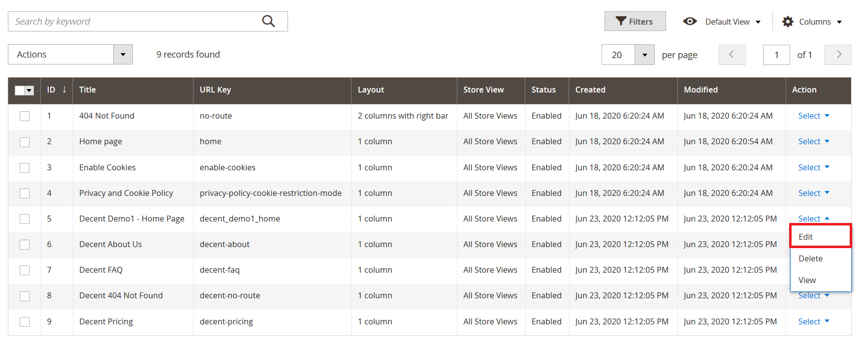 Decent - Edit Home Page