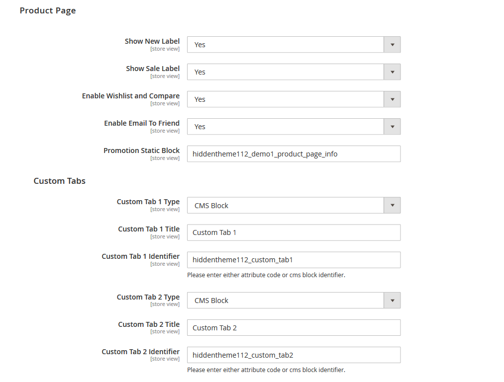 Decent - Product Page Configuration