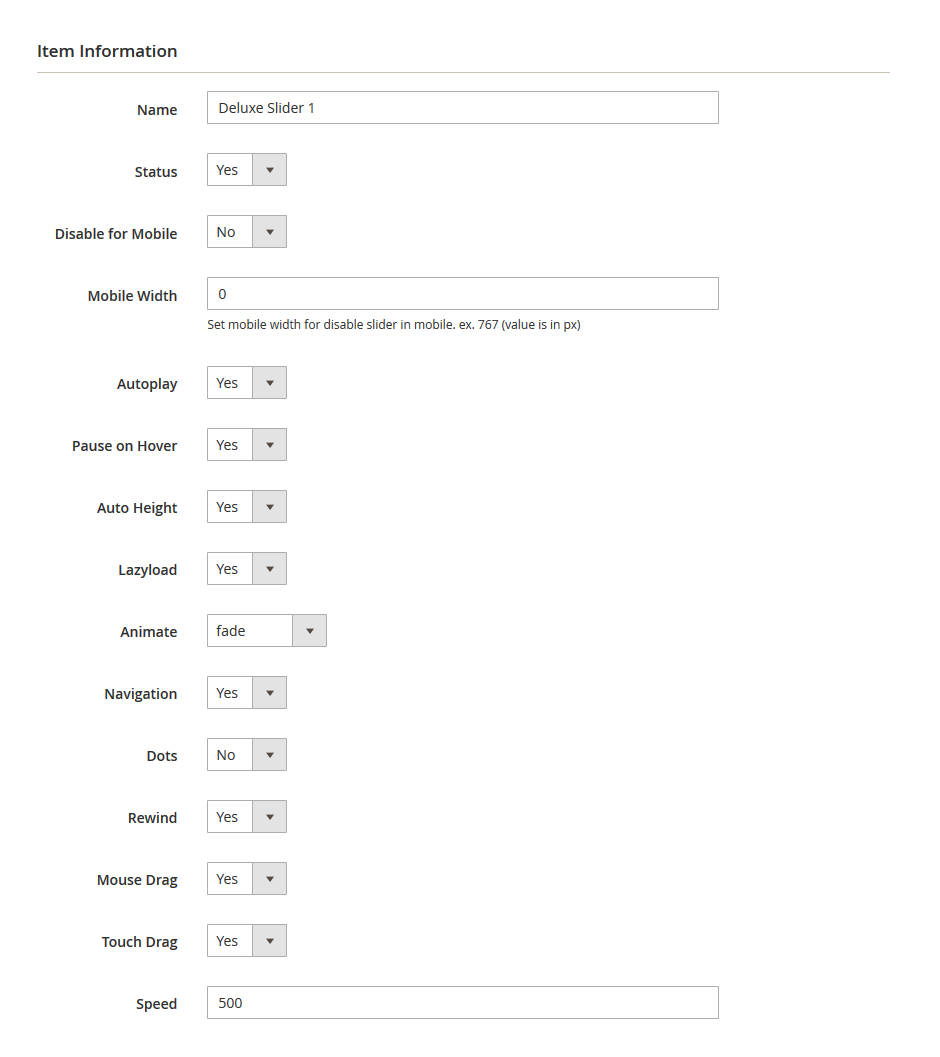 Deluxe  - Edit Slider