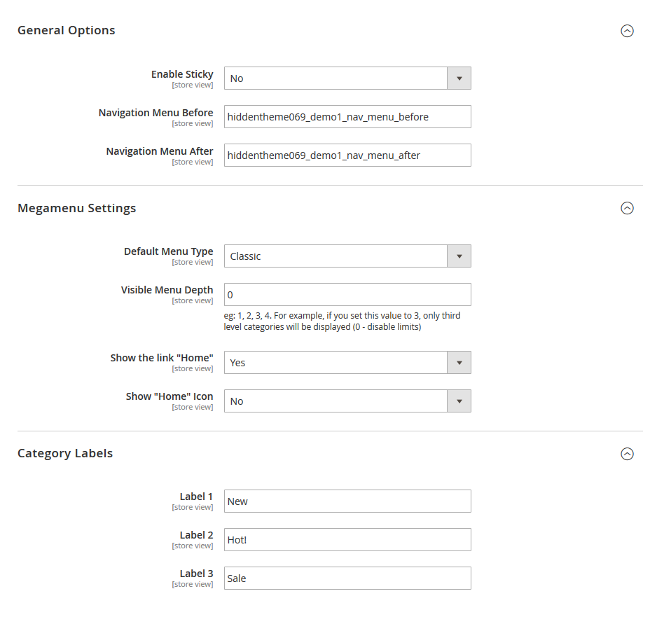 Digital House - Menu Configuration