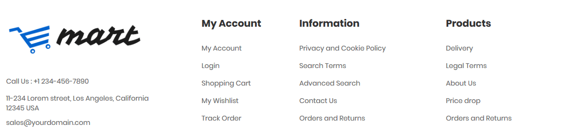 Emart - Footer Columns Frontend