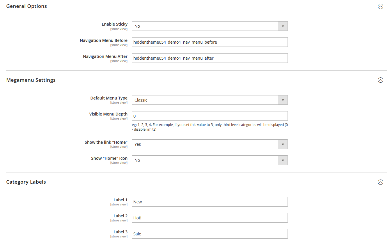Emart - Menu Configuration