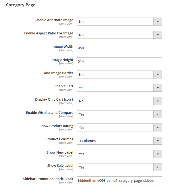 Espark - Category Page Configuration