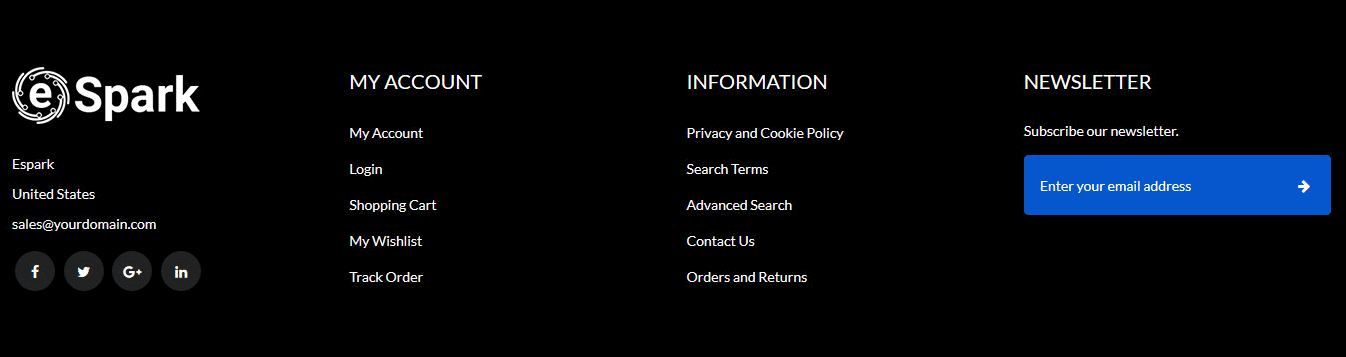 Espark - Footer Columns Frontend