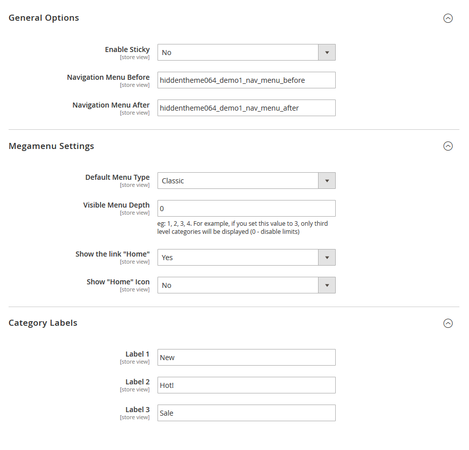Espark - Menu Configuration