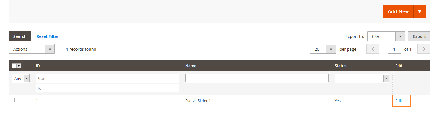 Evolve - Manage Slider