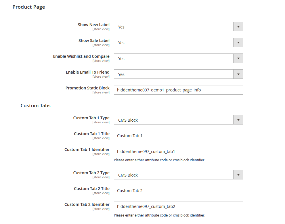 Evolve - Product Page Configuration