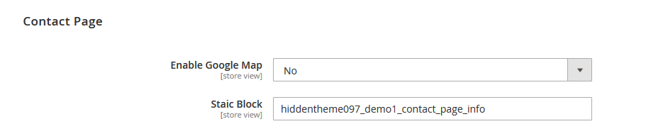 Evolve - Contact Page Settings