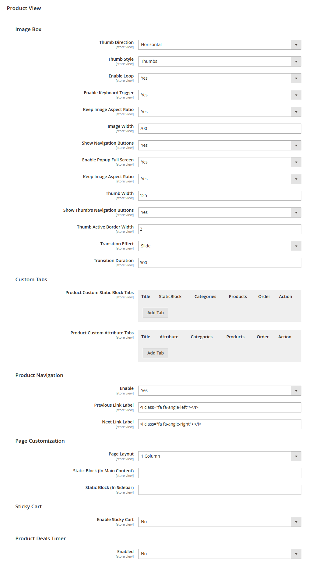 Fashiony - Product Page Configuration