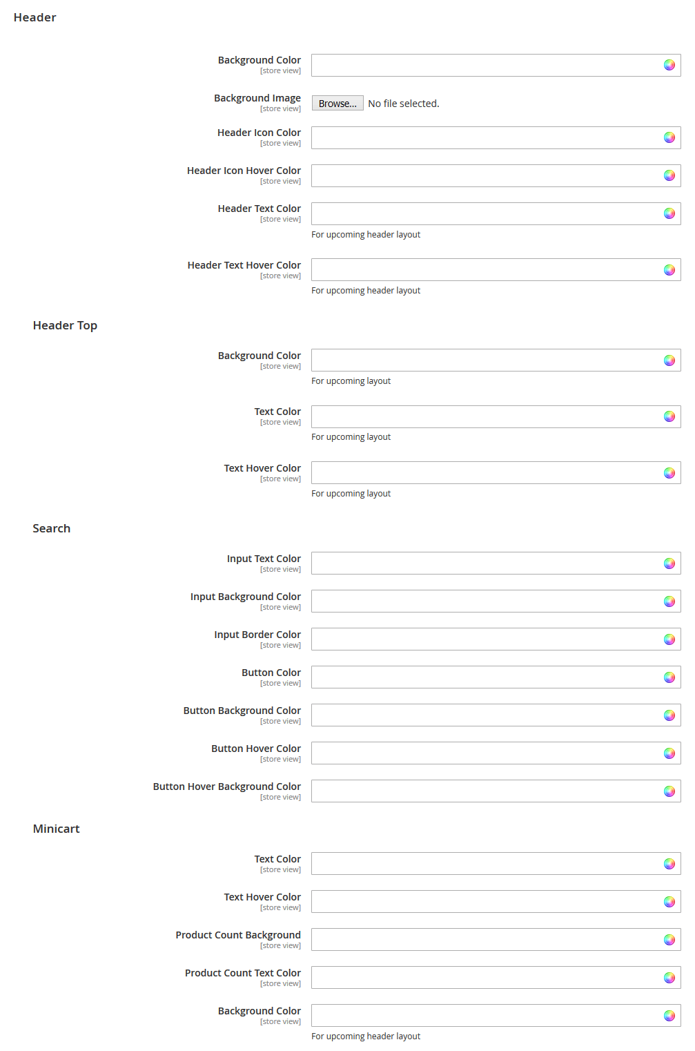 Fashiony - Header Color Config