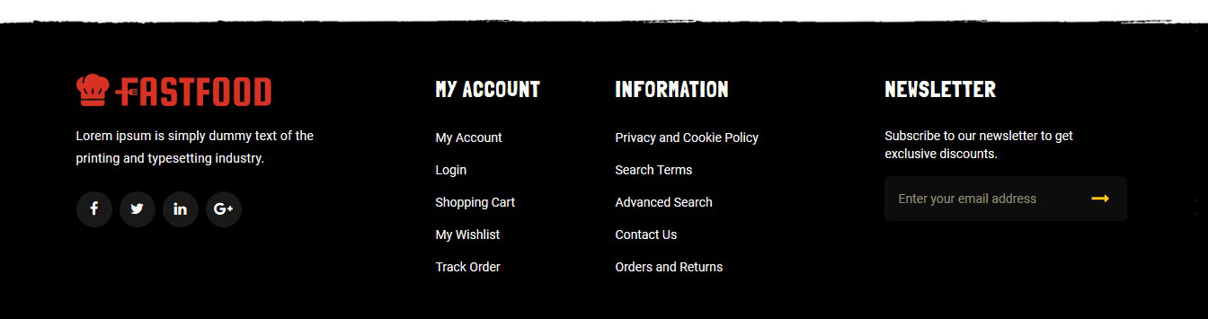FastFood  - Footer Columns Frontend