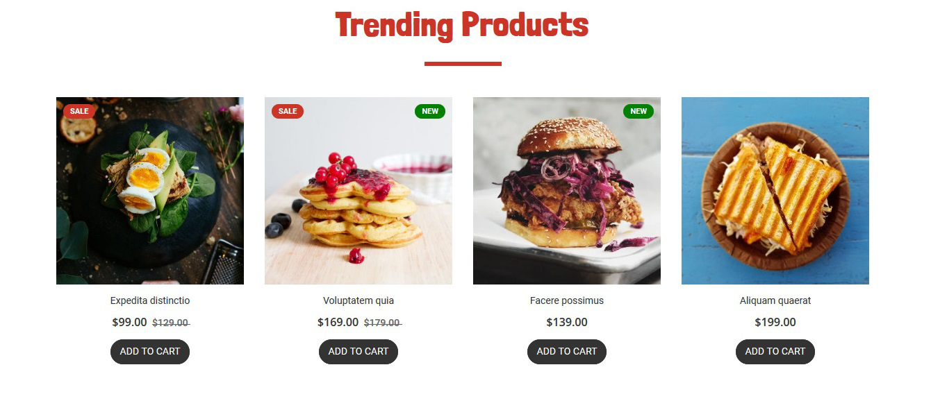 FastFood  - Homepag Featured Product Widget