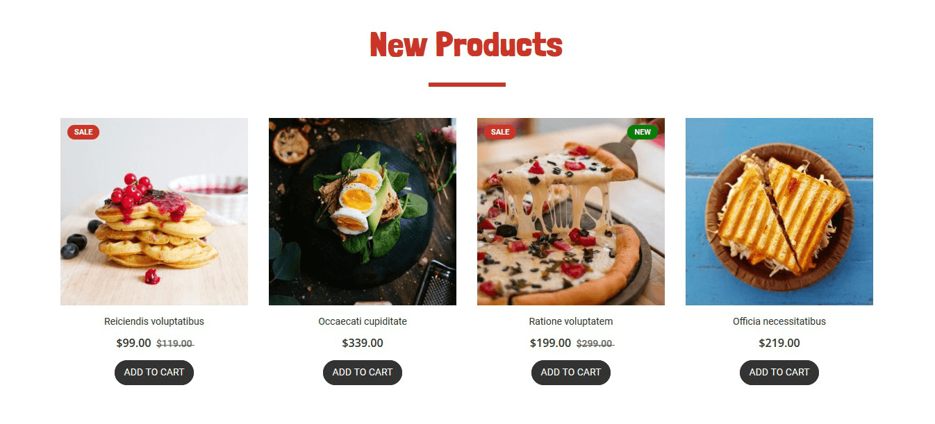 FastFood  - Homepage New Product Widget