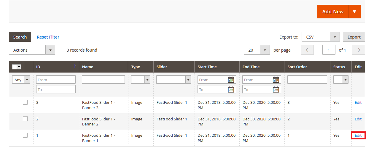 FastFood  - Manage Banner