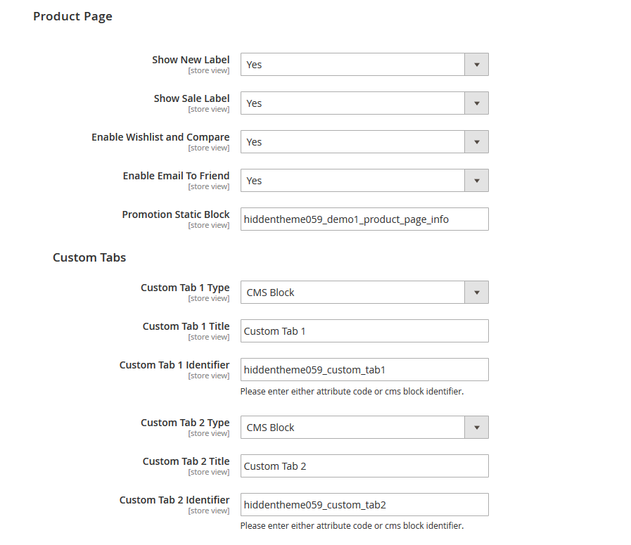 FastFood  - Product Page Configuration