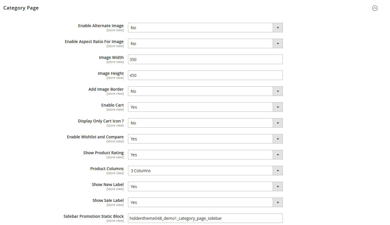 Fitness - Category Page Configuration