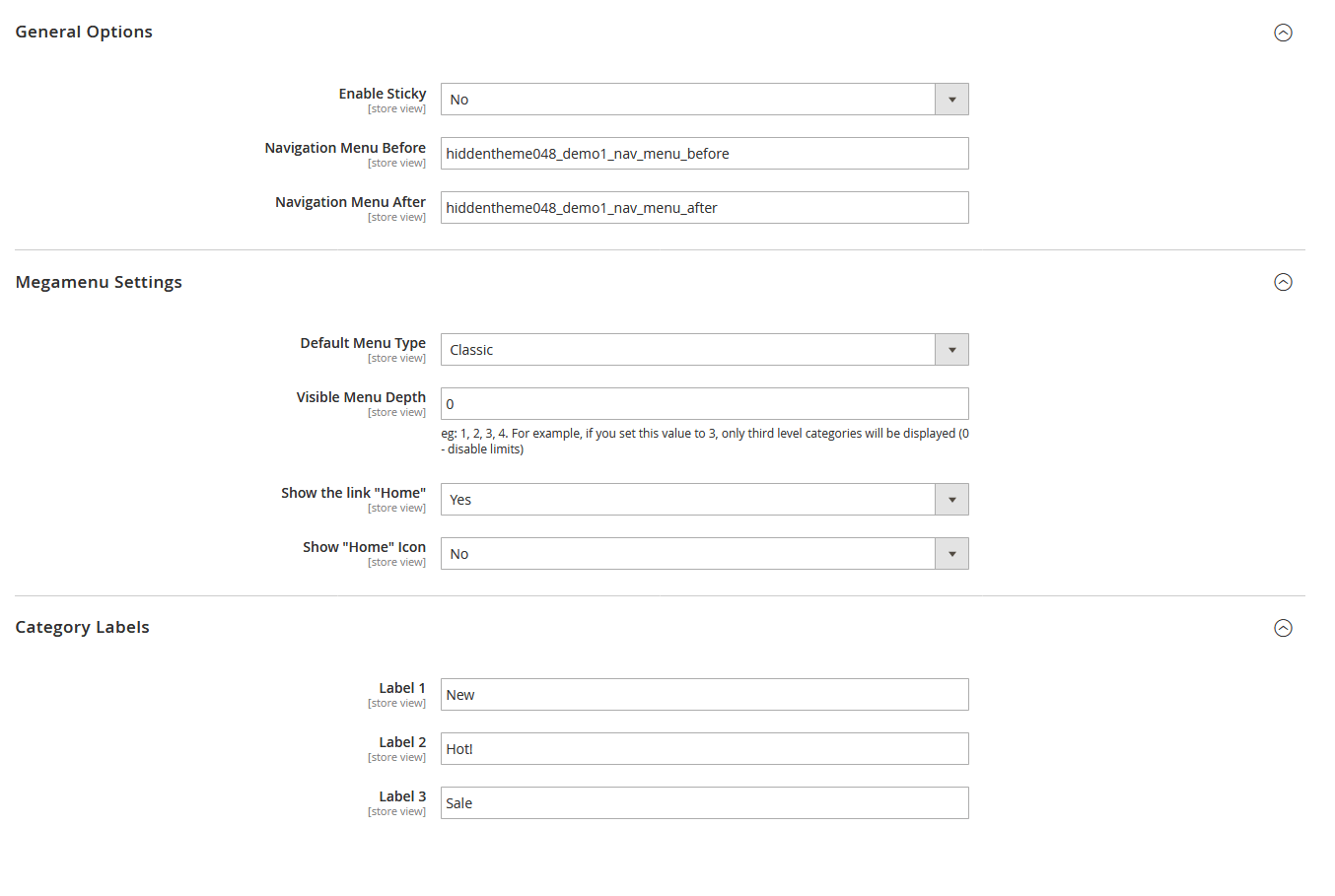 Fitness - Menu Configuration
