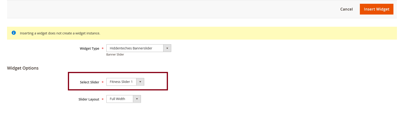 Fitness - Add Slider Widget