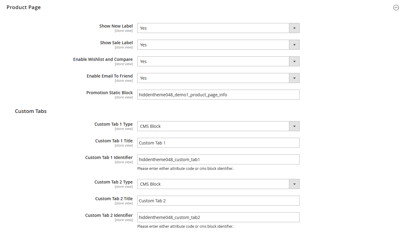 Fitness - Product Page Configuration