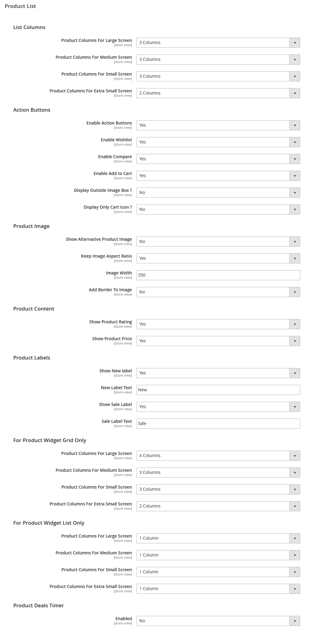 Foodline - Category Page Configuration