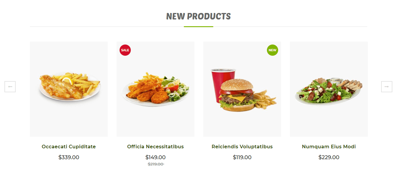 Foodline - Homepage New Product Widget