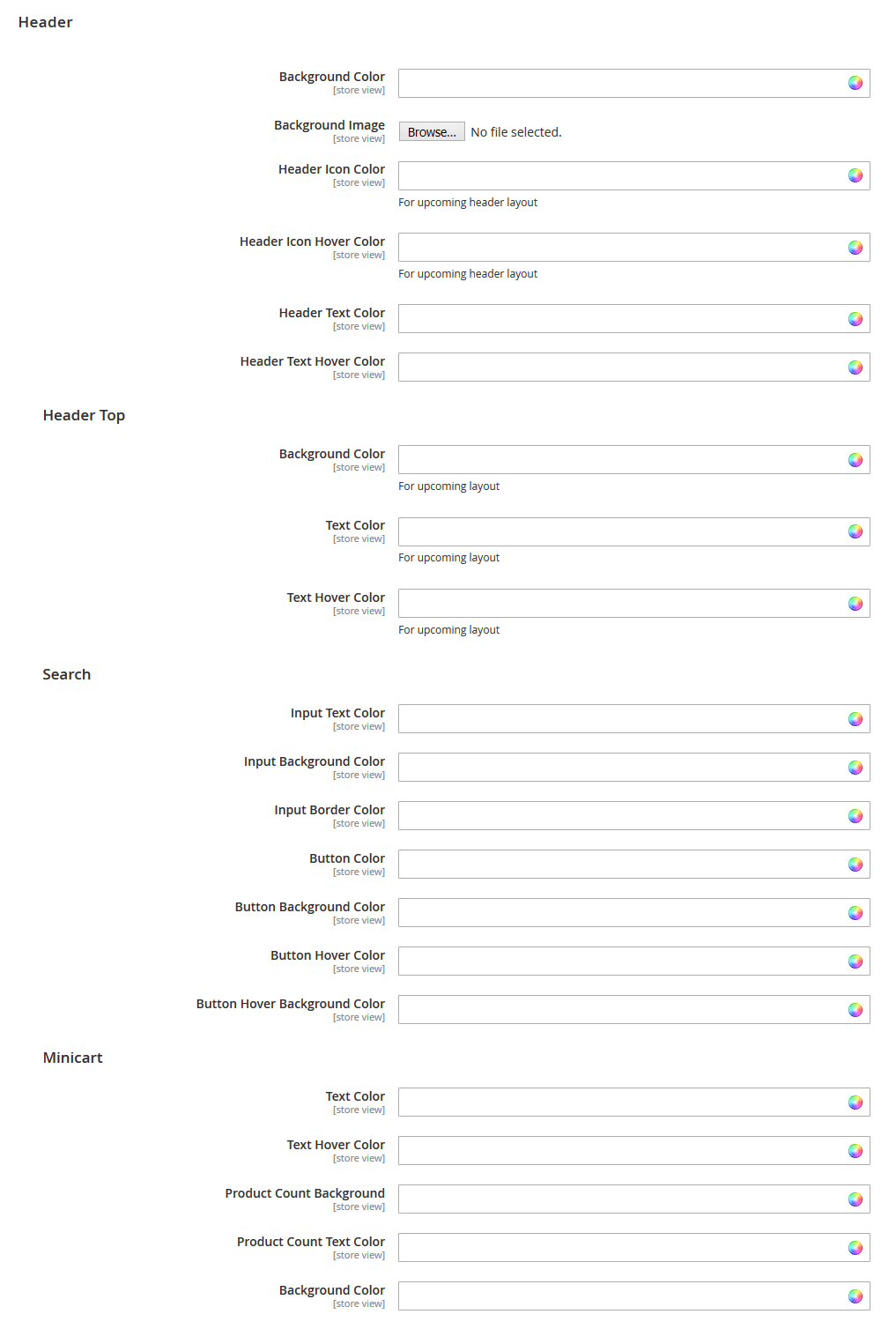 Foodline - Header Color Config