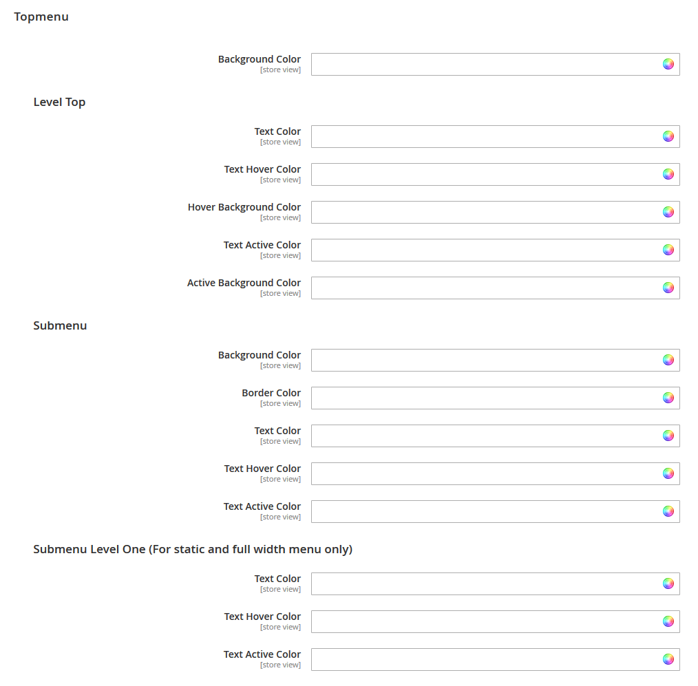 Foodline - Topmenu Color Config