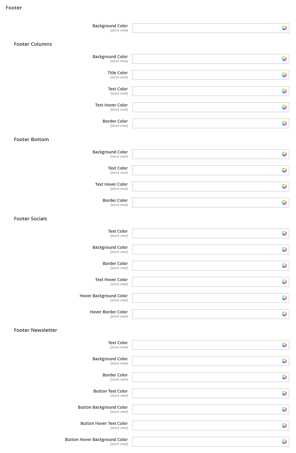 Foodline - Footer Color Config