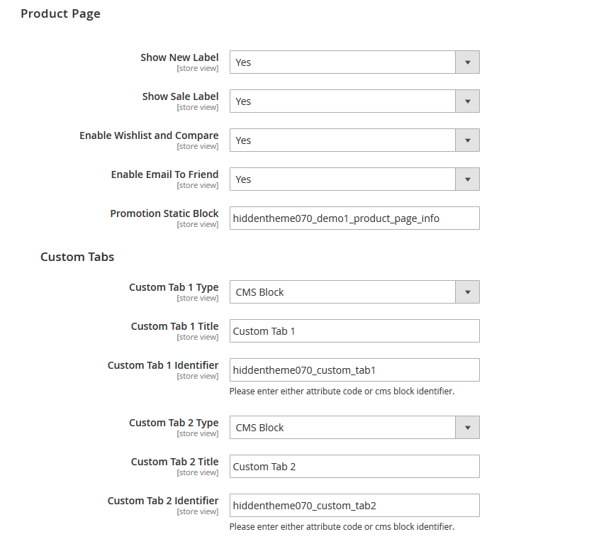Furnesia - Product Page Configuration