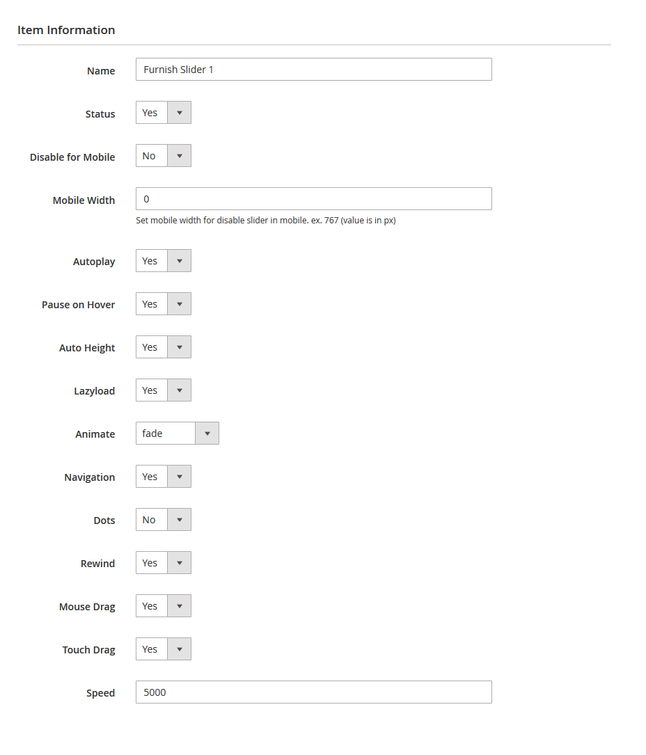 Furnish - Edit Slider