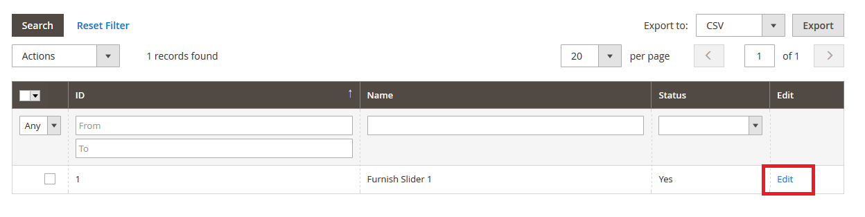 Furnish - Manage Slider