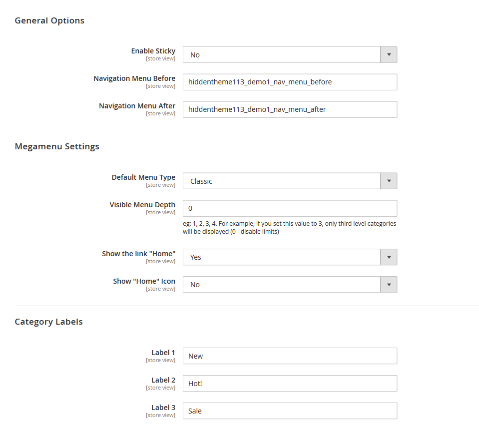 Glare - Menu Configuration
