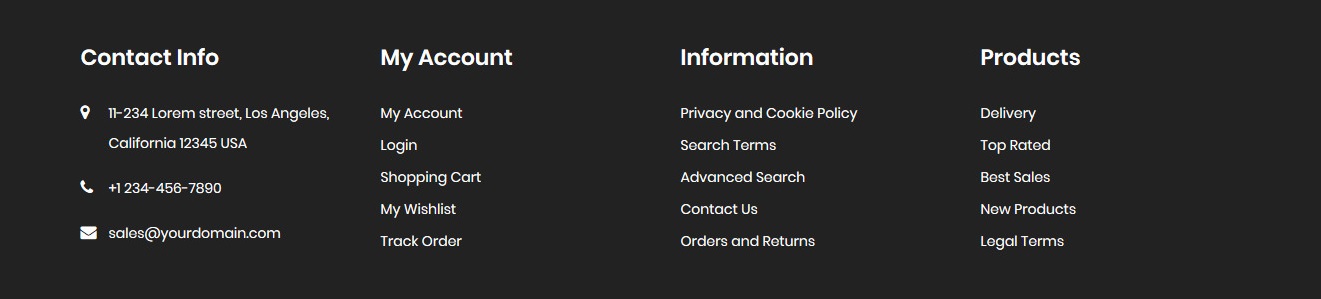 Handmade Jewelry - Footer Columns Frontend