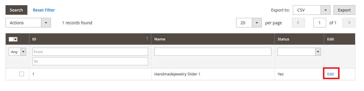 Handmade Jewelry - Manage Slider