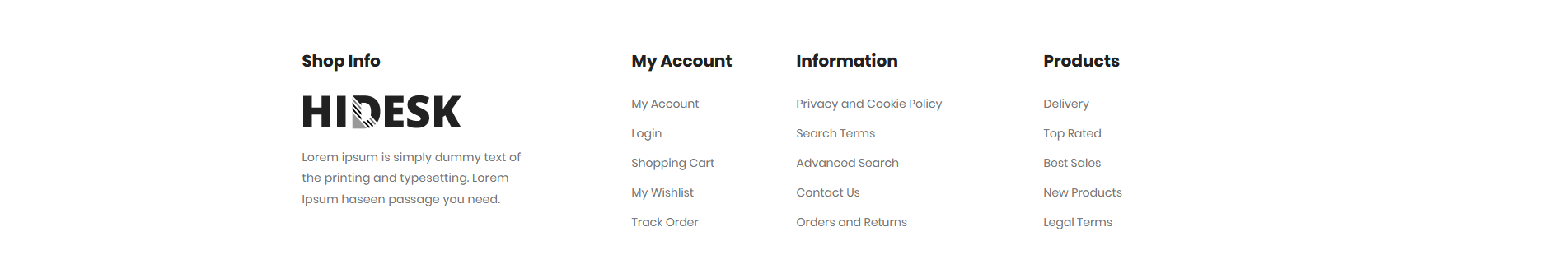 HiDesk - Footer Columns Frontend