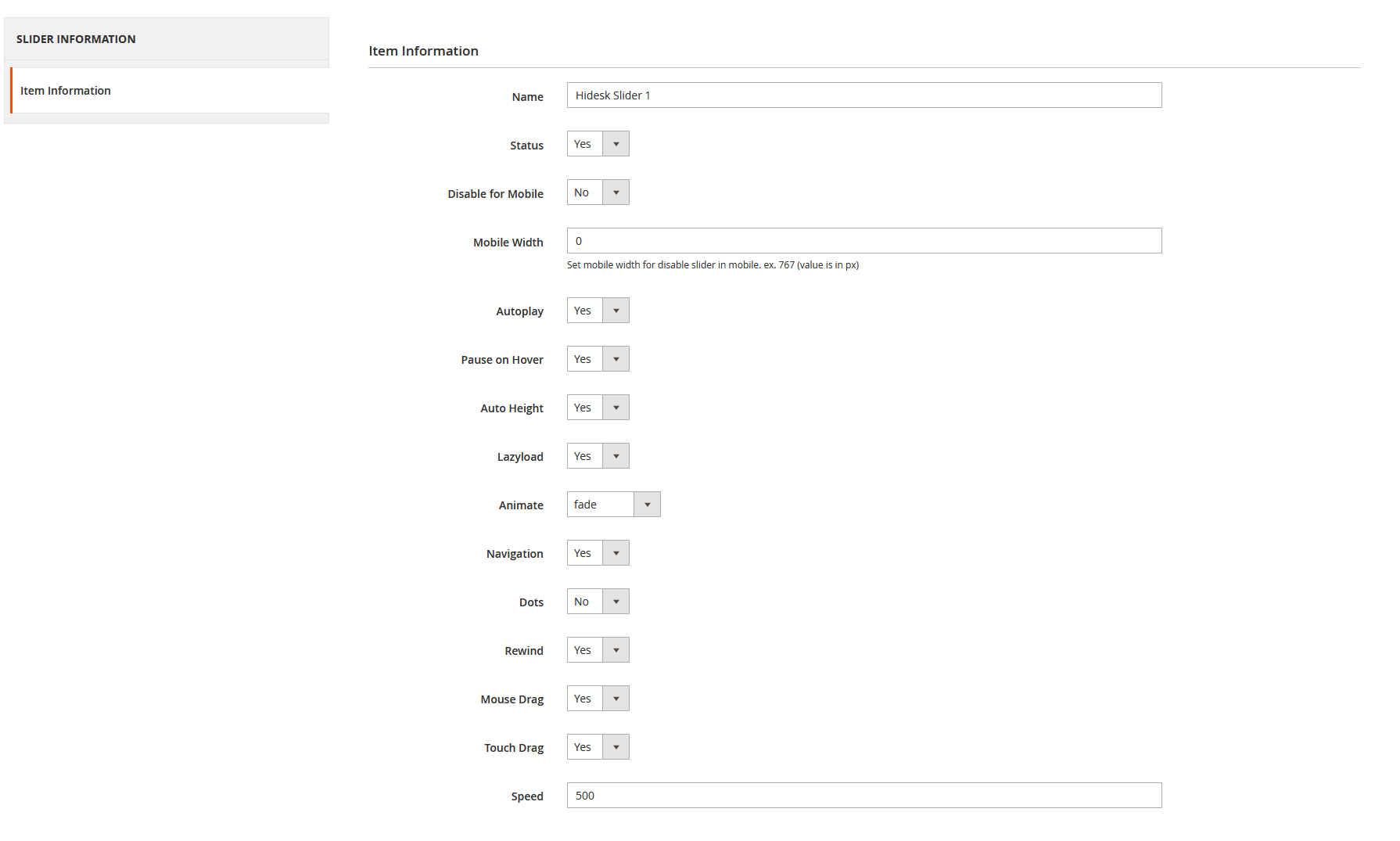 HiDesk - Edit Slider