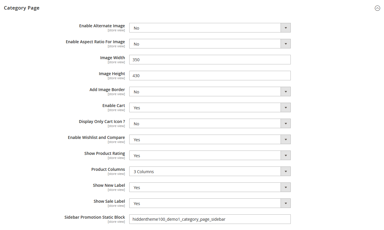 KidsStore - Category Page Configuration
