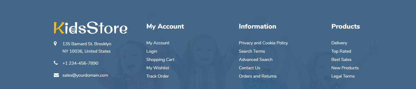 KidsStore - Footer Columns Frontend
