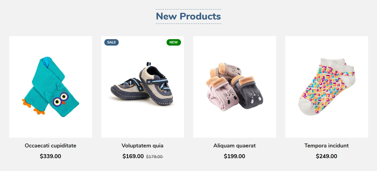 KidsStore - Homepage New Product Widget