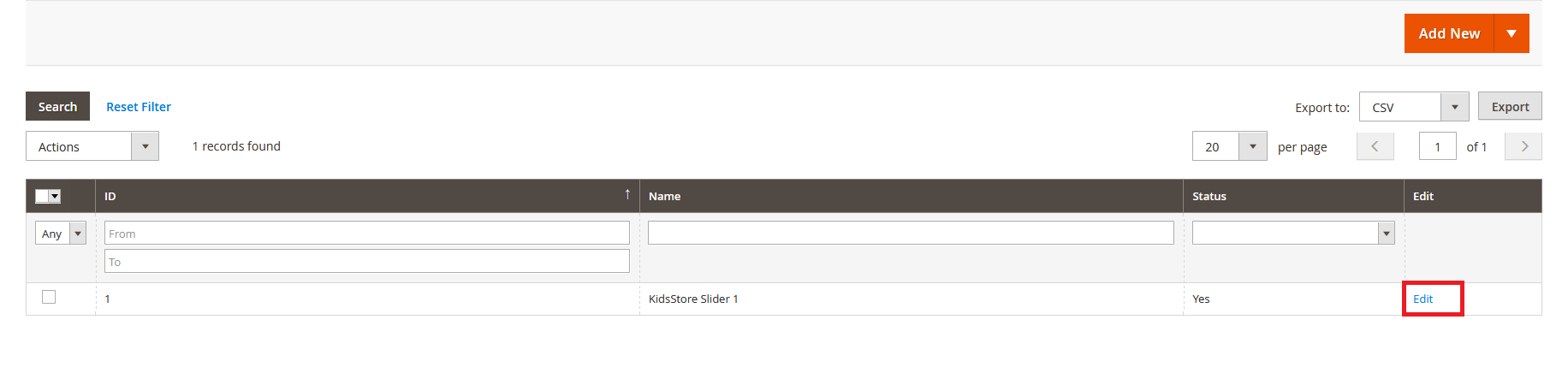 KidsStore - Manage Slider