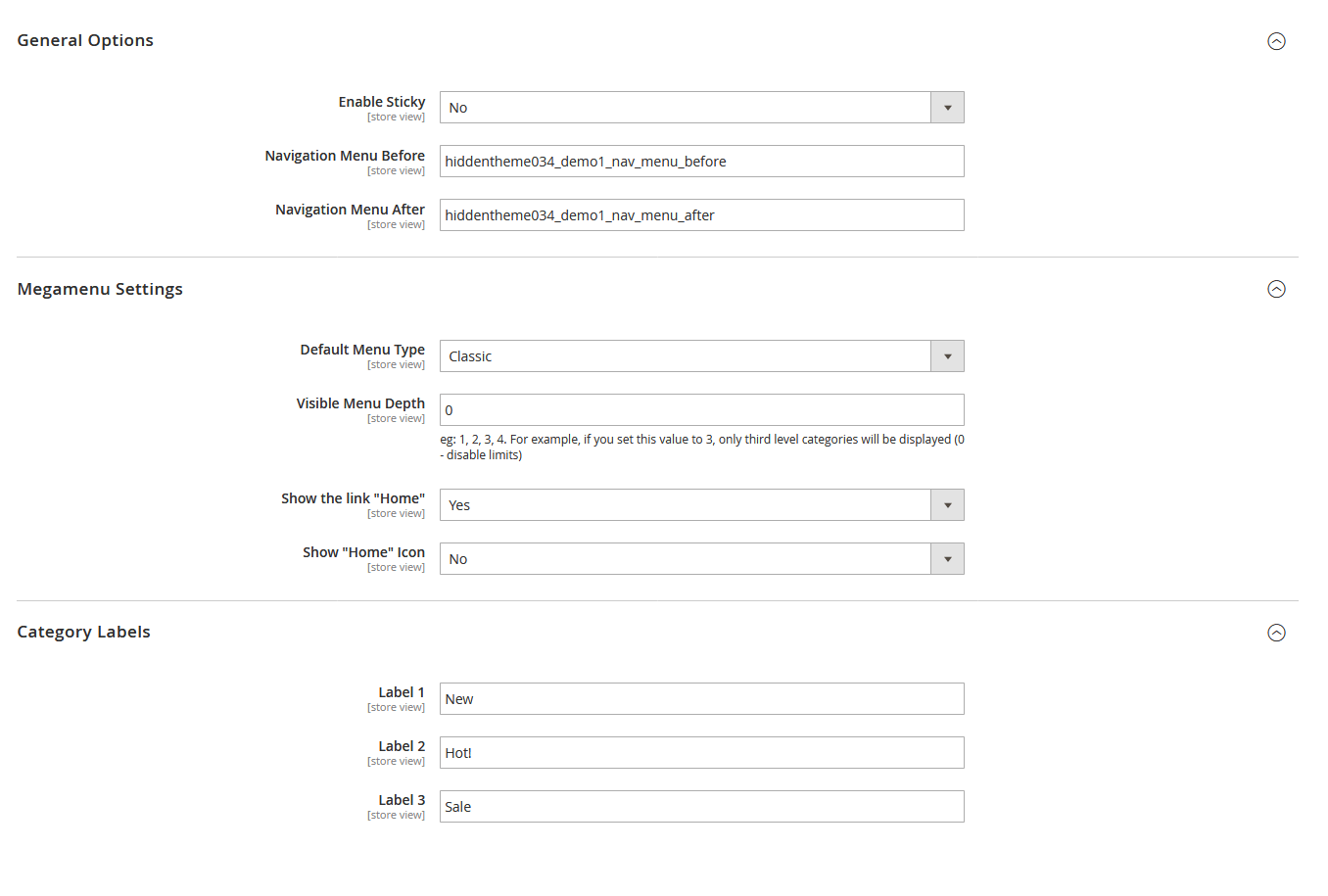 KidZeel - Menu Configuration