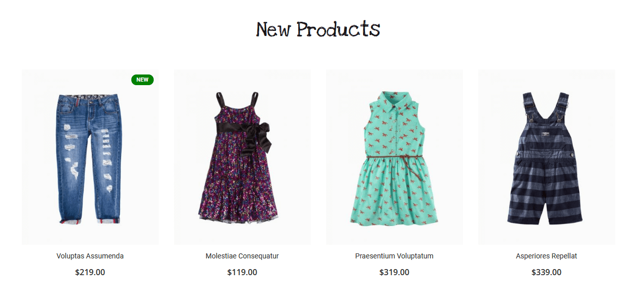 KidZeel - Homepage New Product Widget