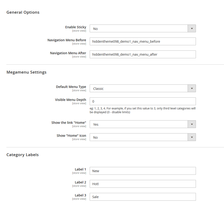 More - Menu Configuration