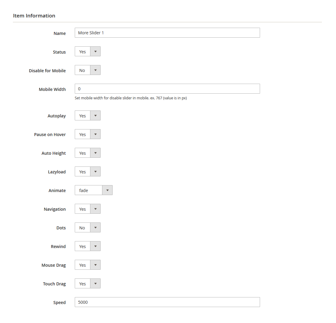More - Edit Slider