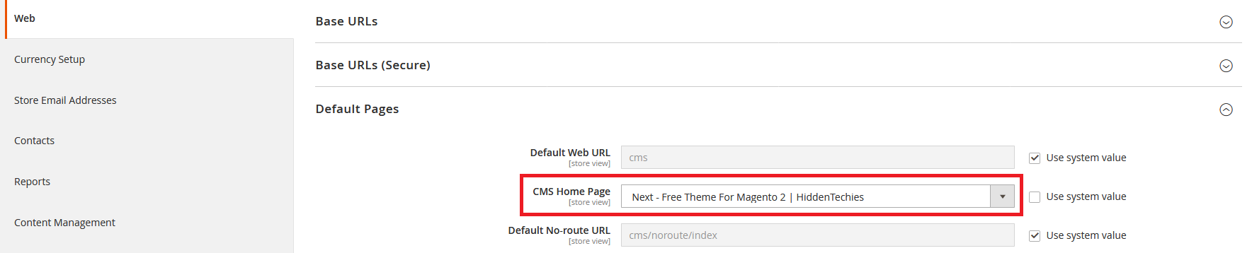 Next - Select Or Change Homepage