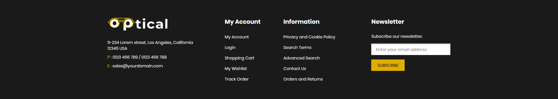 Optical - Footer Columns Frontend