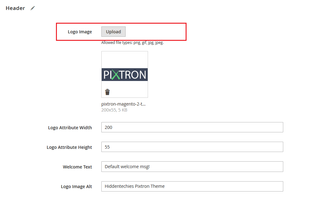 Pixtron - Change Logo