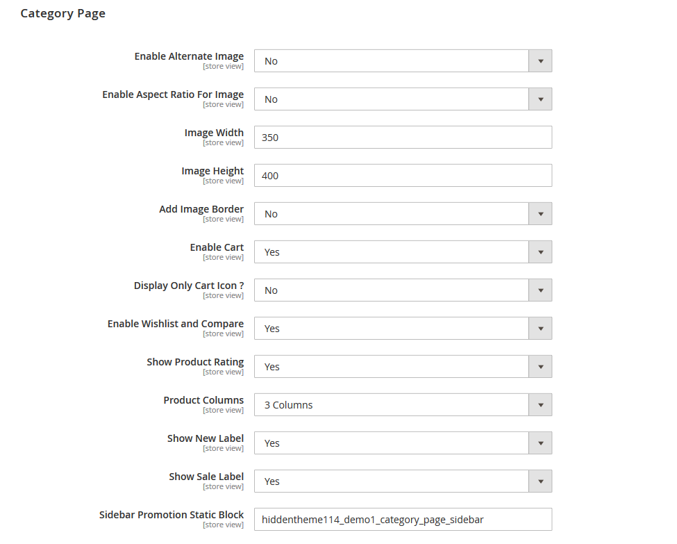 PizzaZone - Category Page Configuration